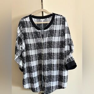 Black and White Plaid Women's Top
